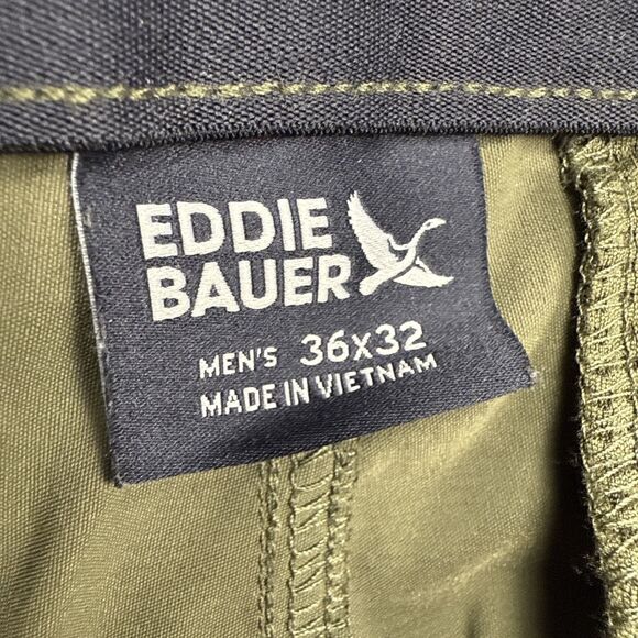 Eddie Bauer Men's Guide Pro Pants Size 36x32 Olive Green Nylon Spandex Stretch - Picture 6 of 9